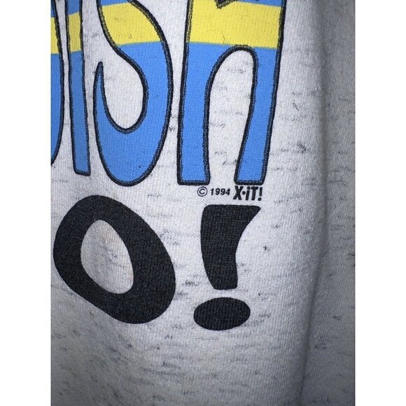 Vintage 90s LA LOVING Gray Sweatshirt Not Only Am I Perfect I'm Swedish Too Sz L - Picture 5 of 8